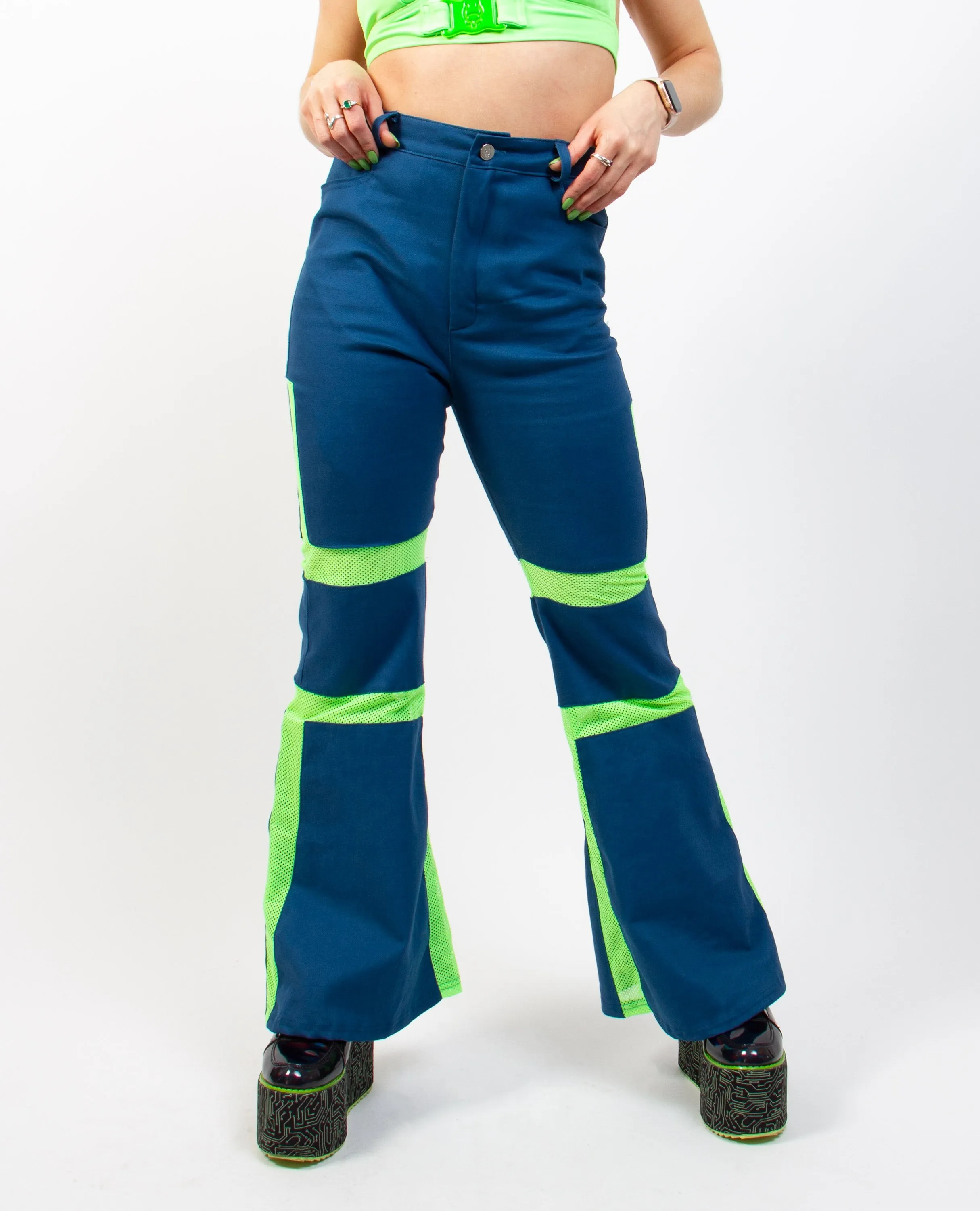 PROTECTION FLARES DENIM / GREEN AT