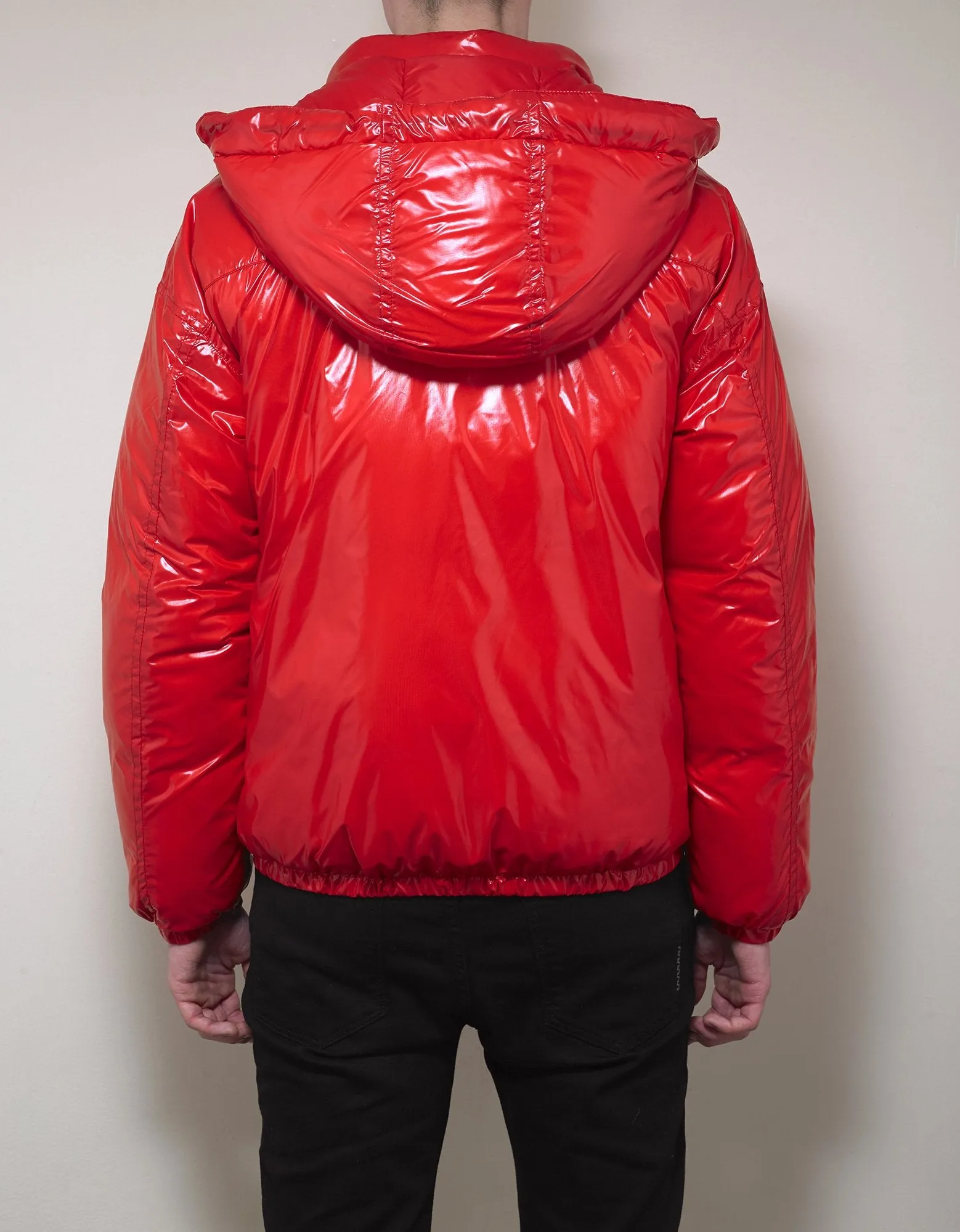 Red Light Nylon Logo Puffer Jacket