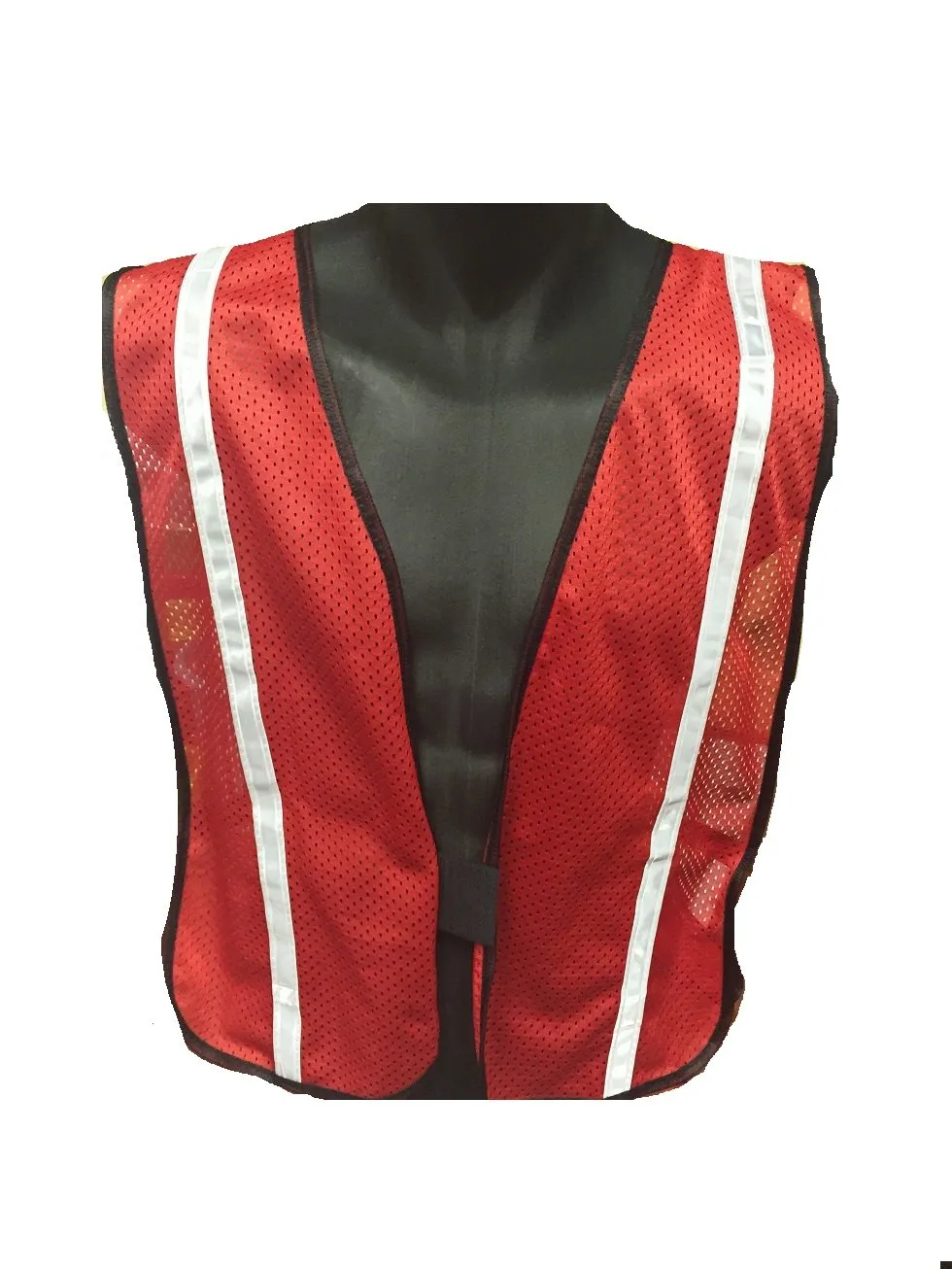 Red Safety Vest with 3/4" Reflective Silver Striping