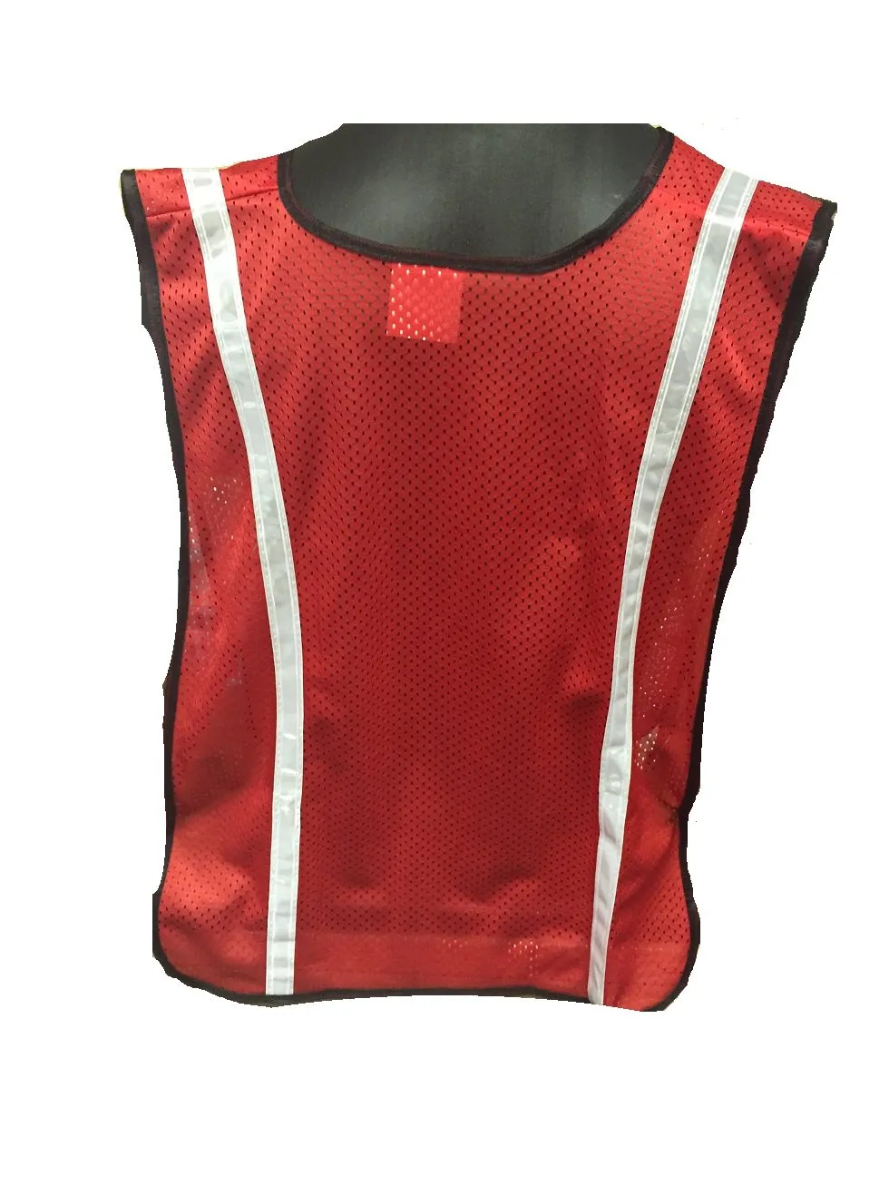 Red Safety Vest with 3/4" Reflective Silver Striping