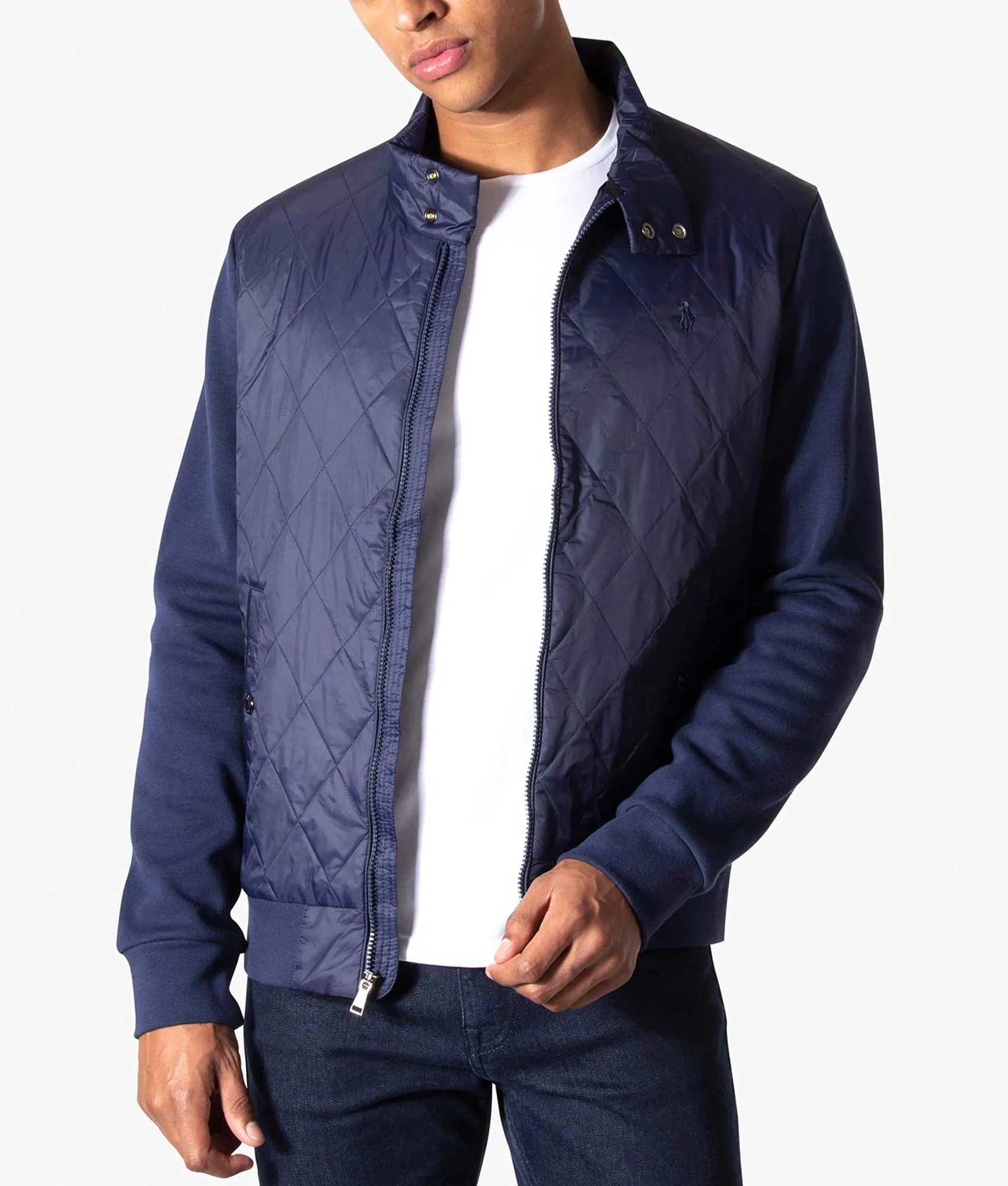 Relaxed Fit Diamond Quilted Hybrid Sweatshirt/Jacket