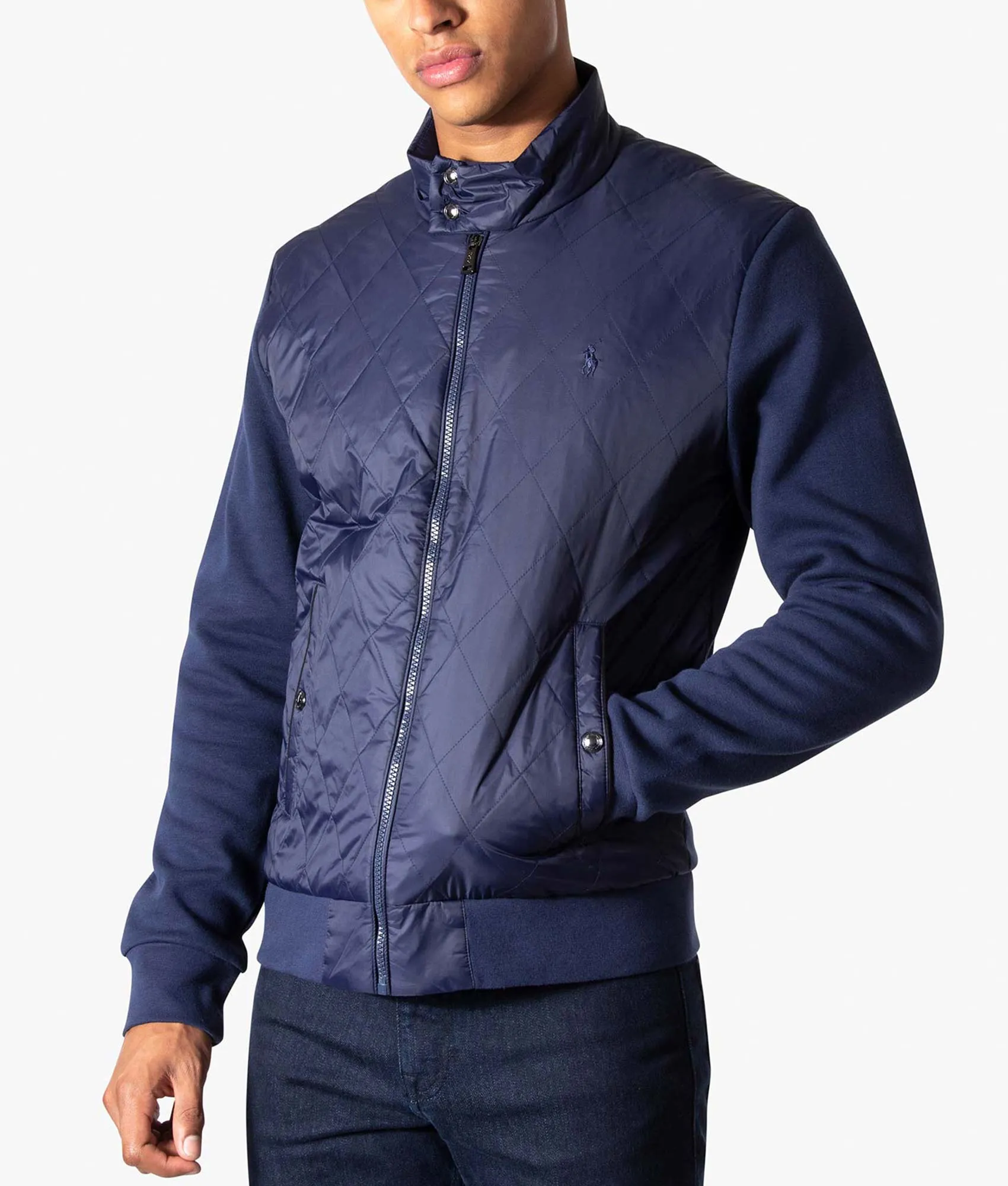 Relaxed Fit Diamond Quilted Hybrid Sweatshirt/Jacket