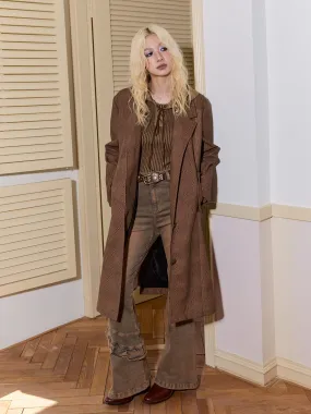 Retro Warm Brown Leather Trench Coat【s0000004338】