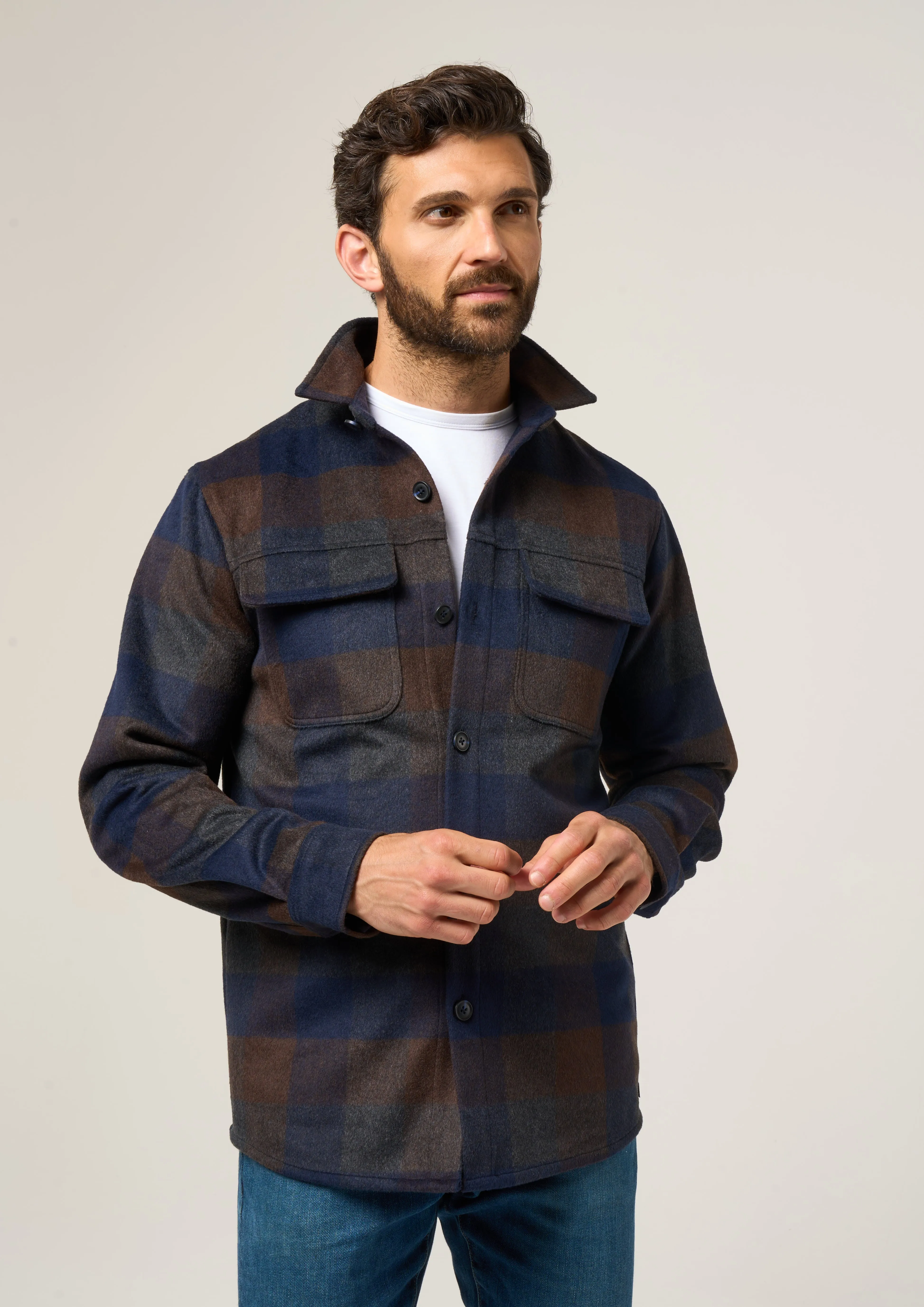 Ripley Men's Plaid Shacket in Navy