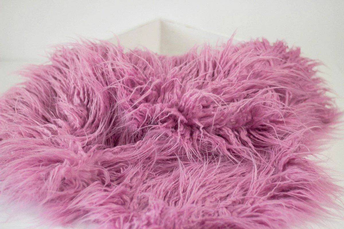 Rose Pink Faux Flokati Alpaca Fur Rug