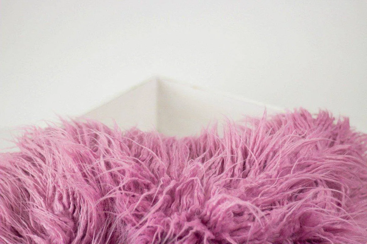 Rose Pink Faux Flokati Alpaca Fur Rug