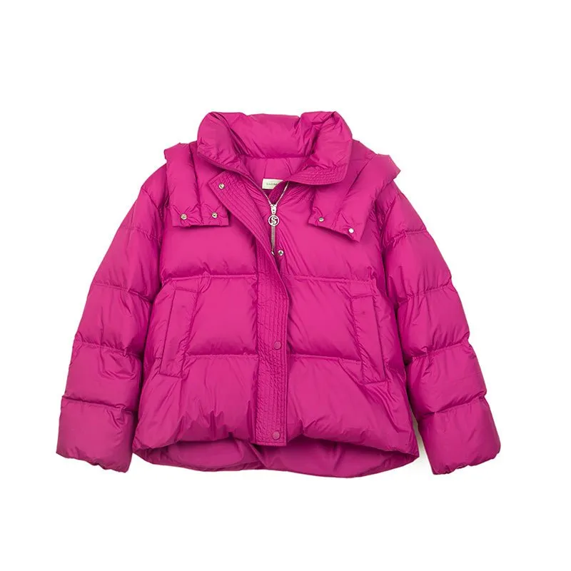 Rose Red Short Puffer Down Jacket