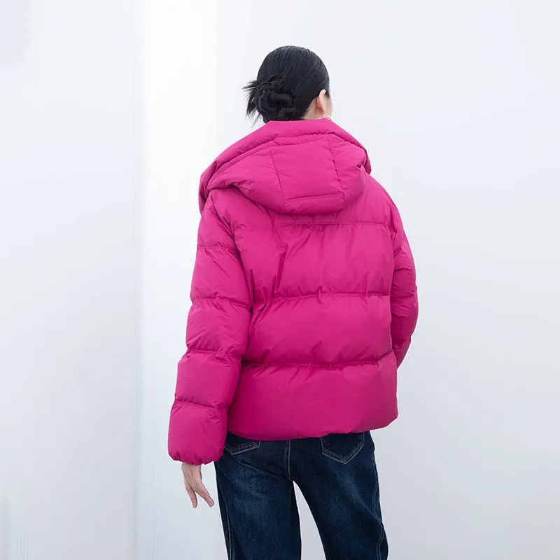 Rose Red Short Puffer Down Jacket