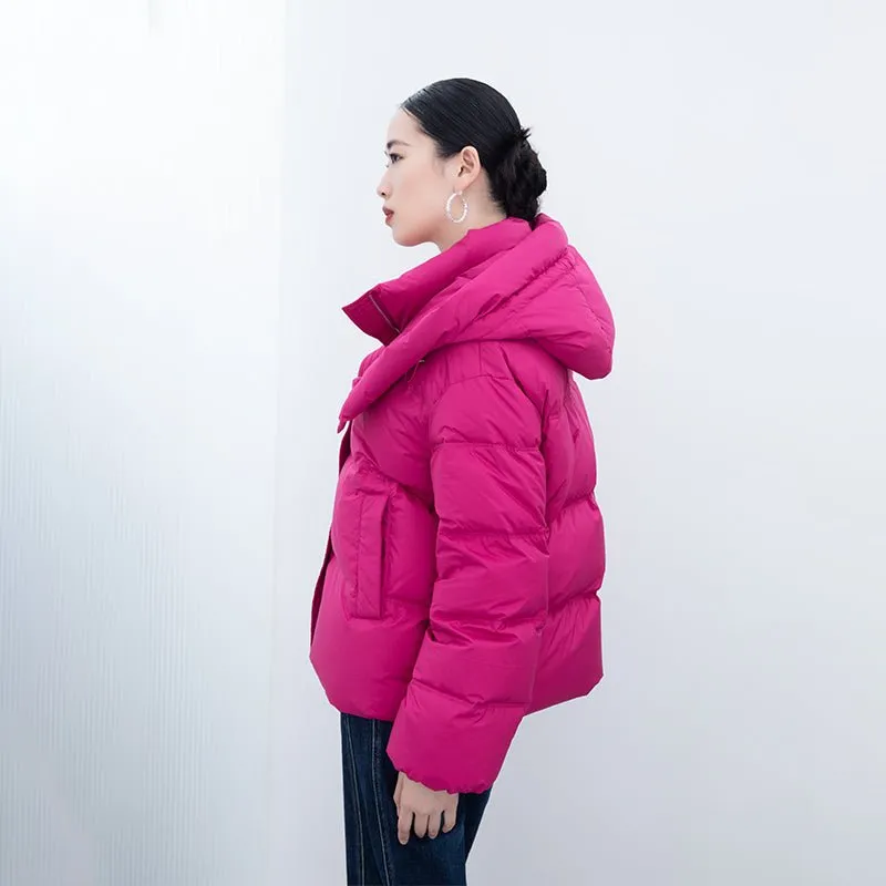 Rose Red Short Puffer Down Jacket