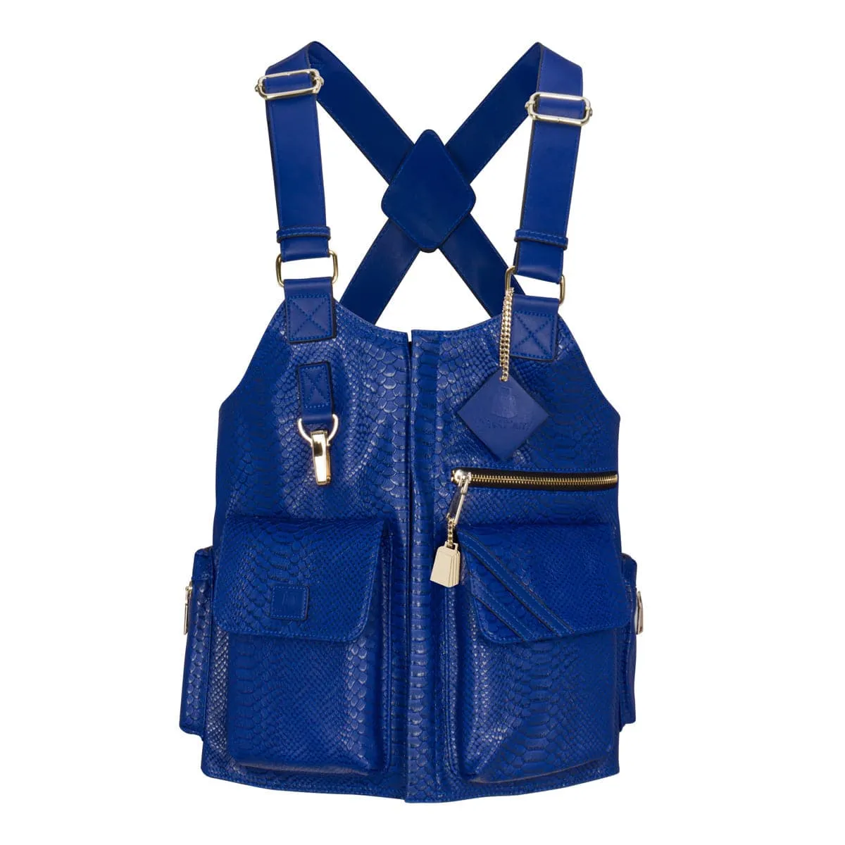 Royal Blue Tactical Leather Mens Vest