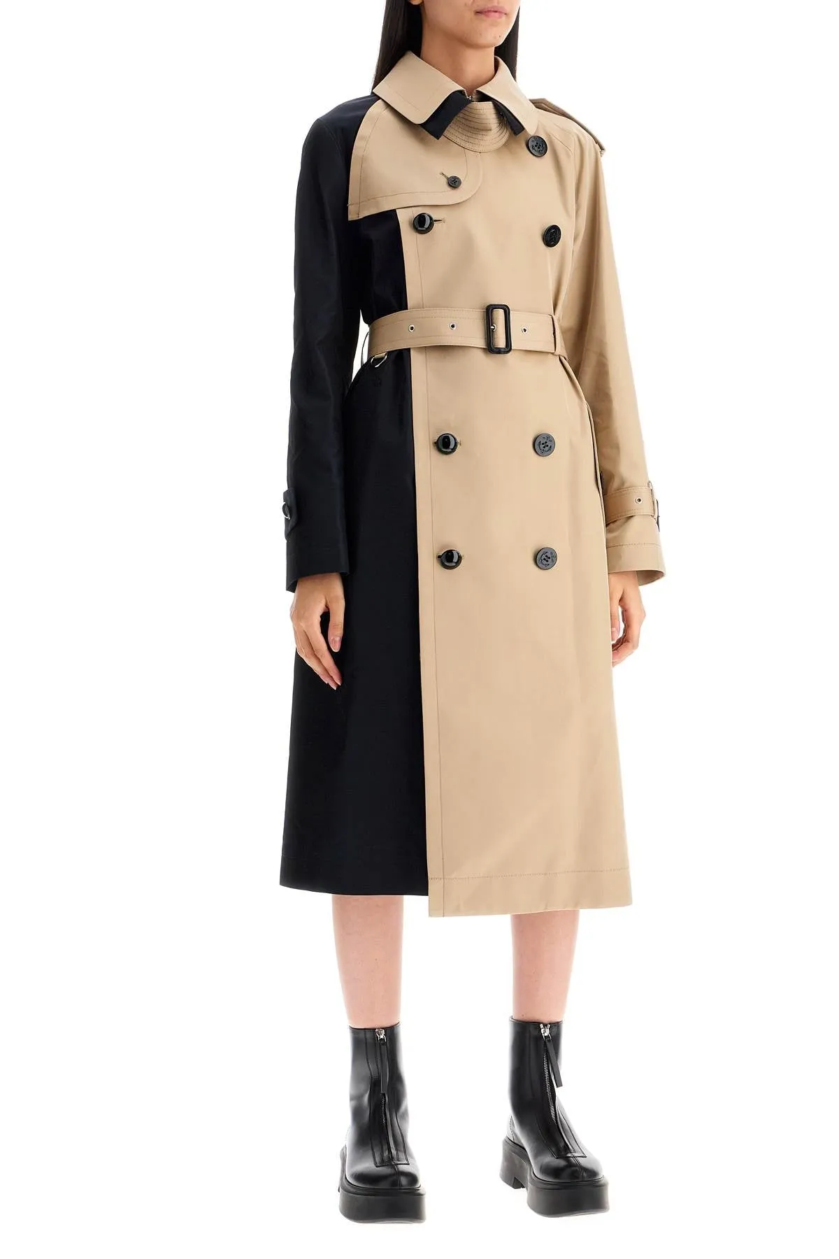 Sacai "color block gabardine trench