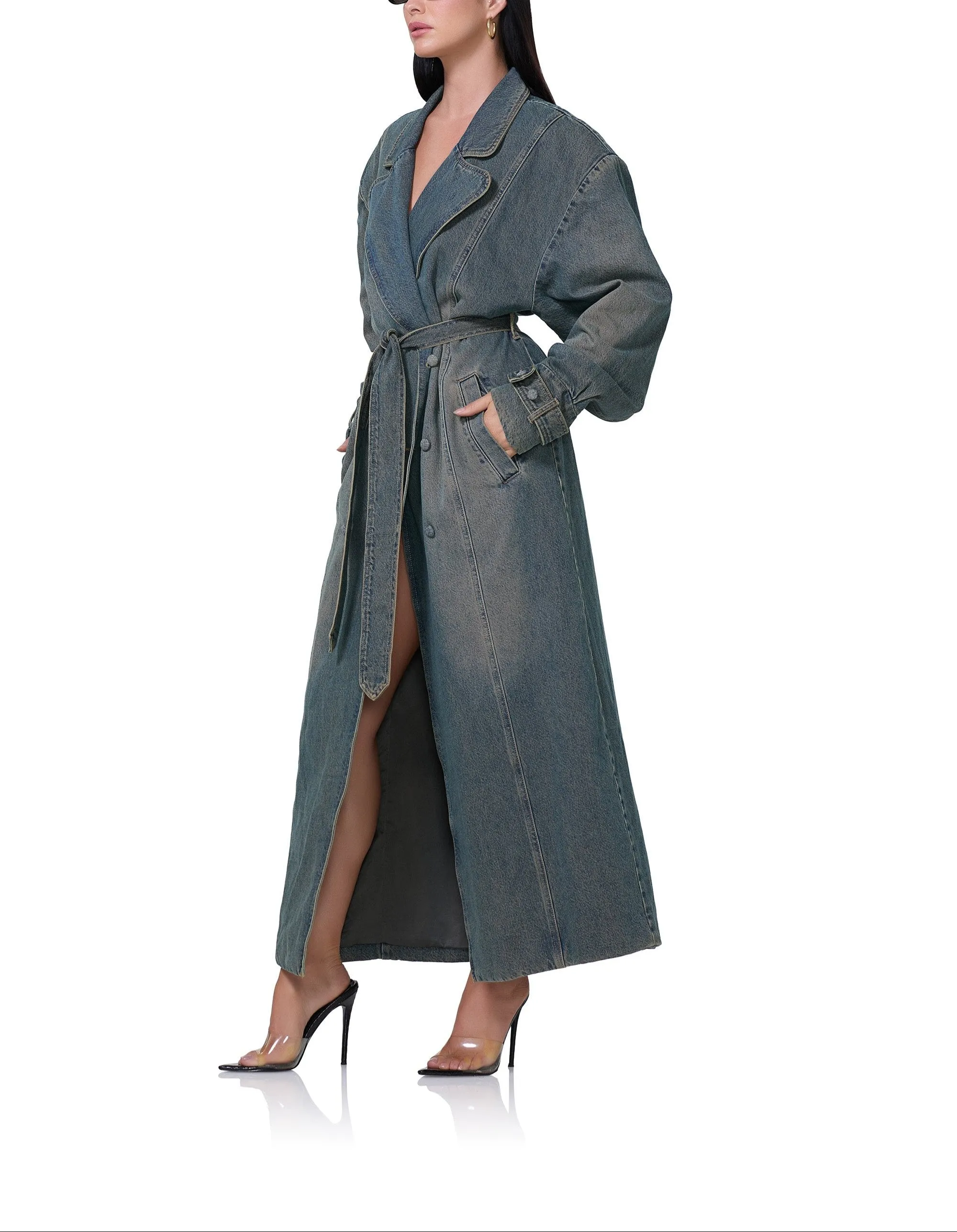 Saint Barrel Sleeve Trench Coat - Tinted Grunge Wash