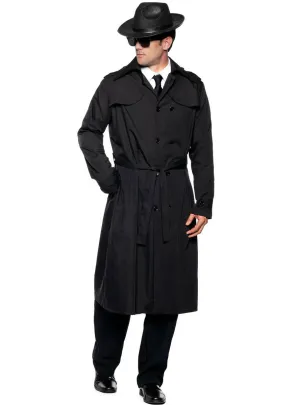 Secret Agent Spy Plus Size Mens Black Coat Costume