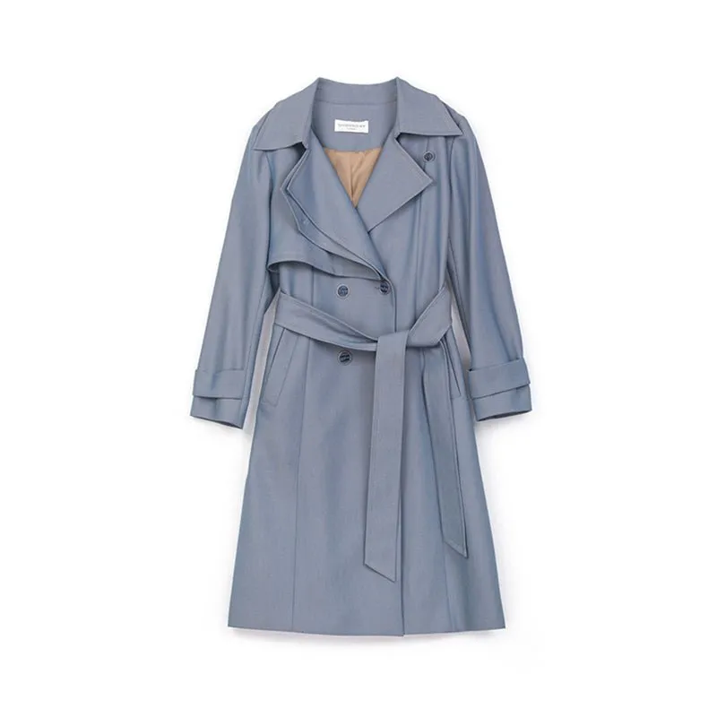 Shadow Blue Long Trench Coats