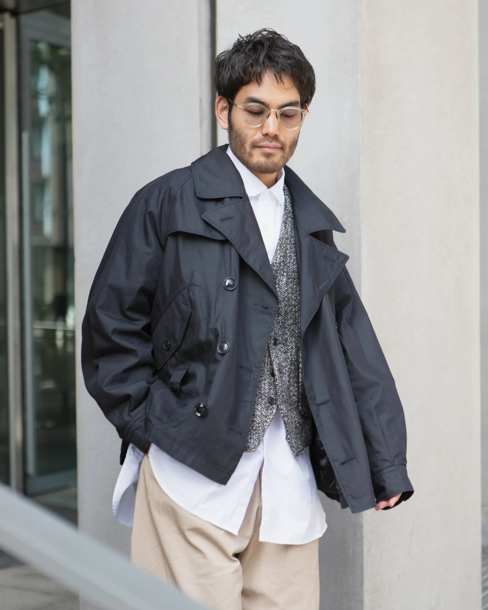 Short Trench Jacket – Black Nyco Twill