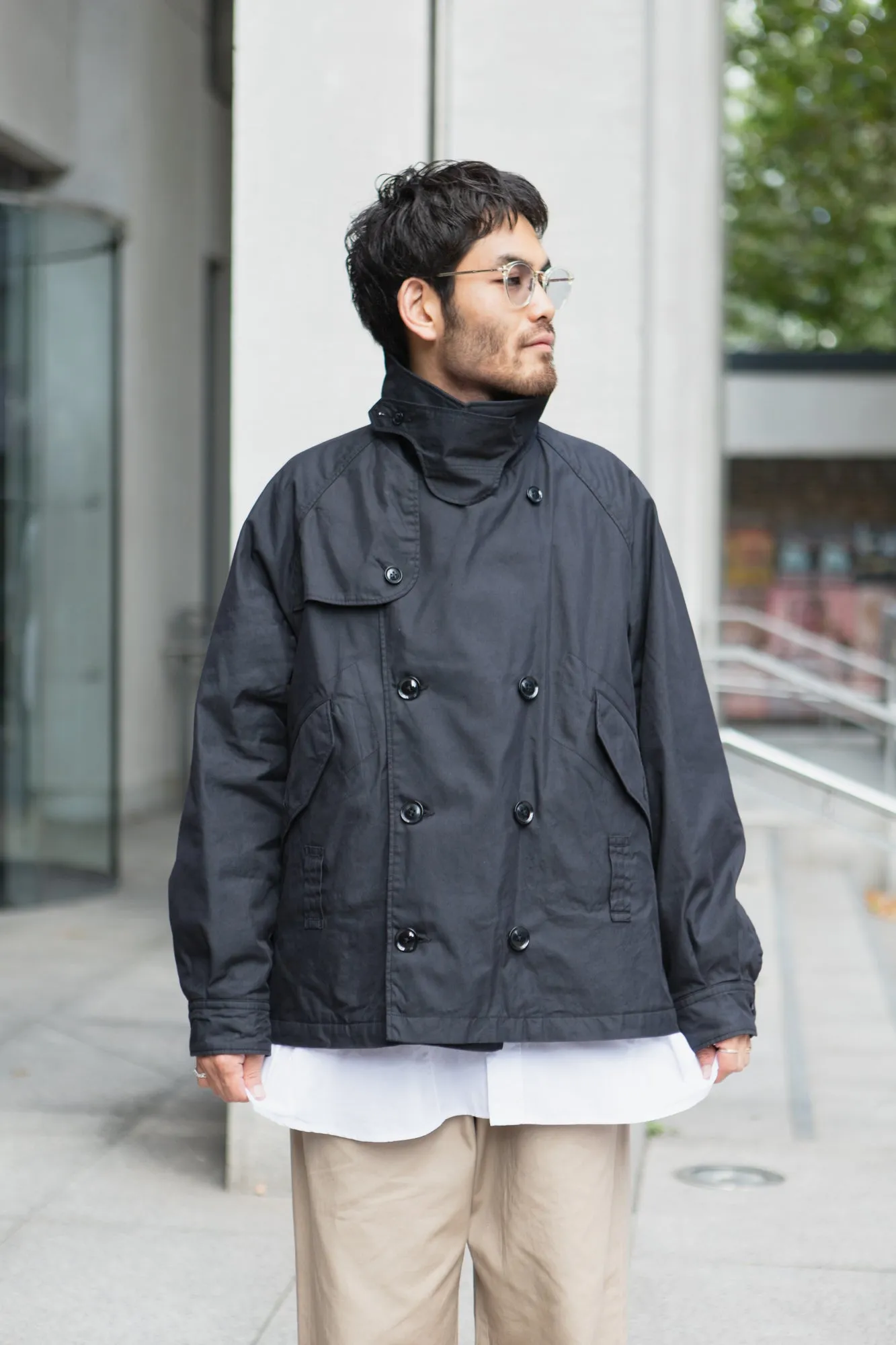 Short Trench Jacket – Black Nyco Twill