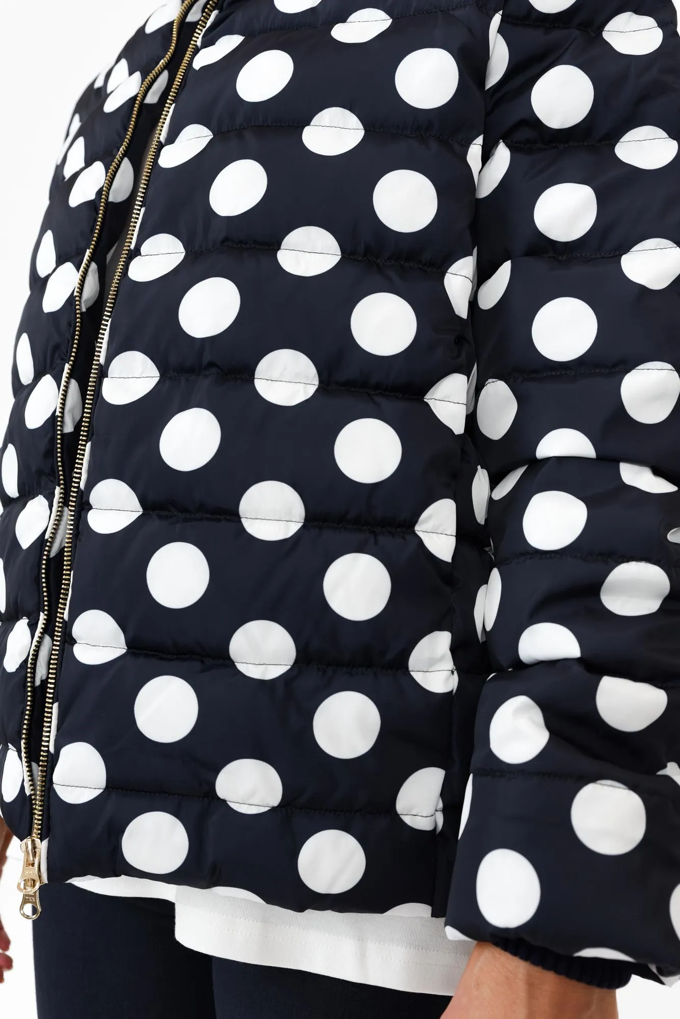 Sillian Navy Spot Puffer Jacket