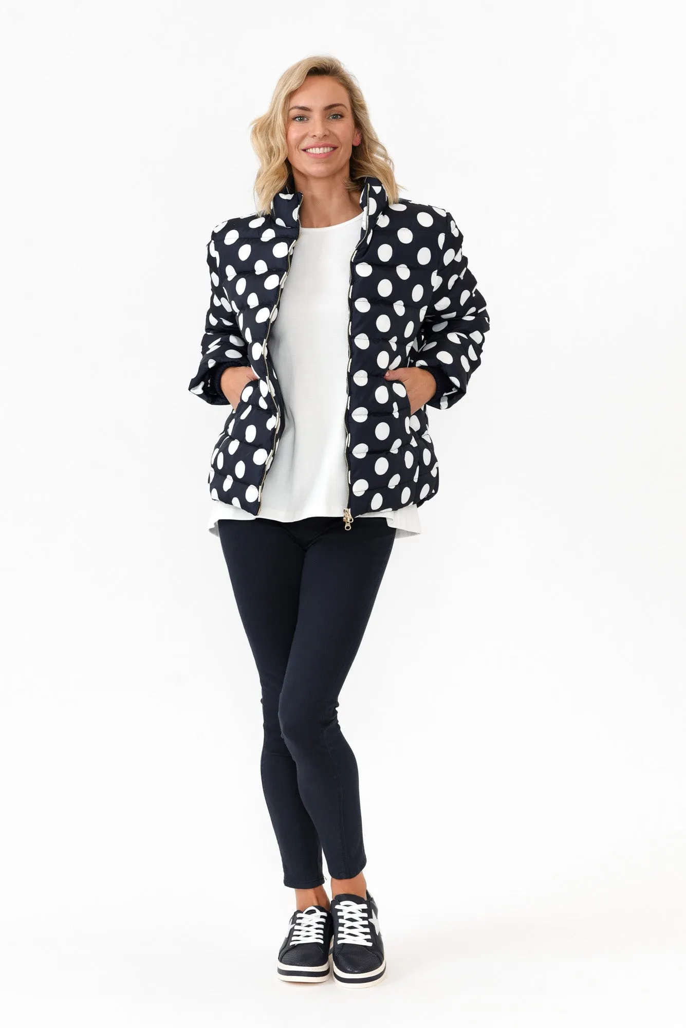 Sillian Navy Spot Puffer Jacket