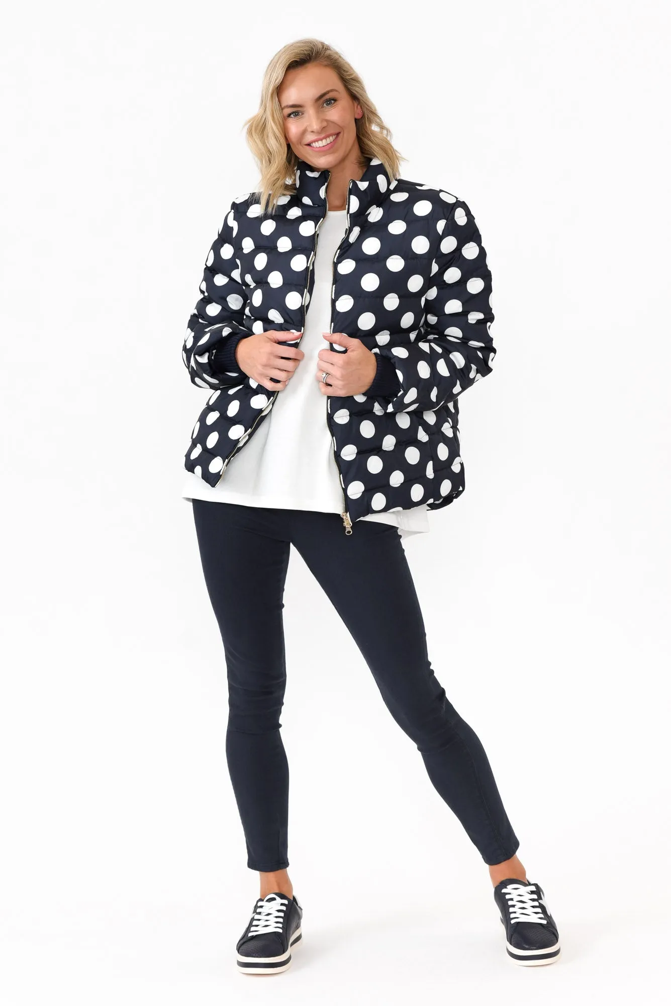 Sillian Navy Spot Puffer Jacket