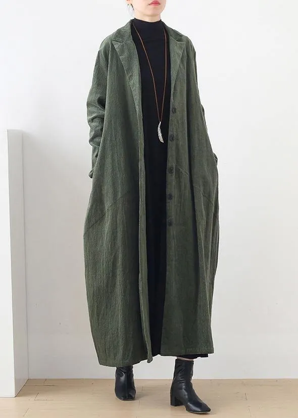 suit collar Fashion striped outfit green loose outwears