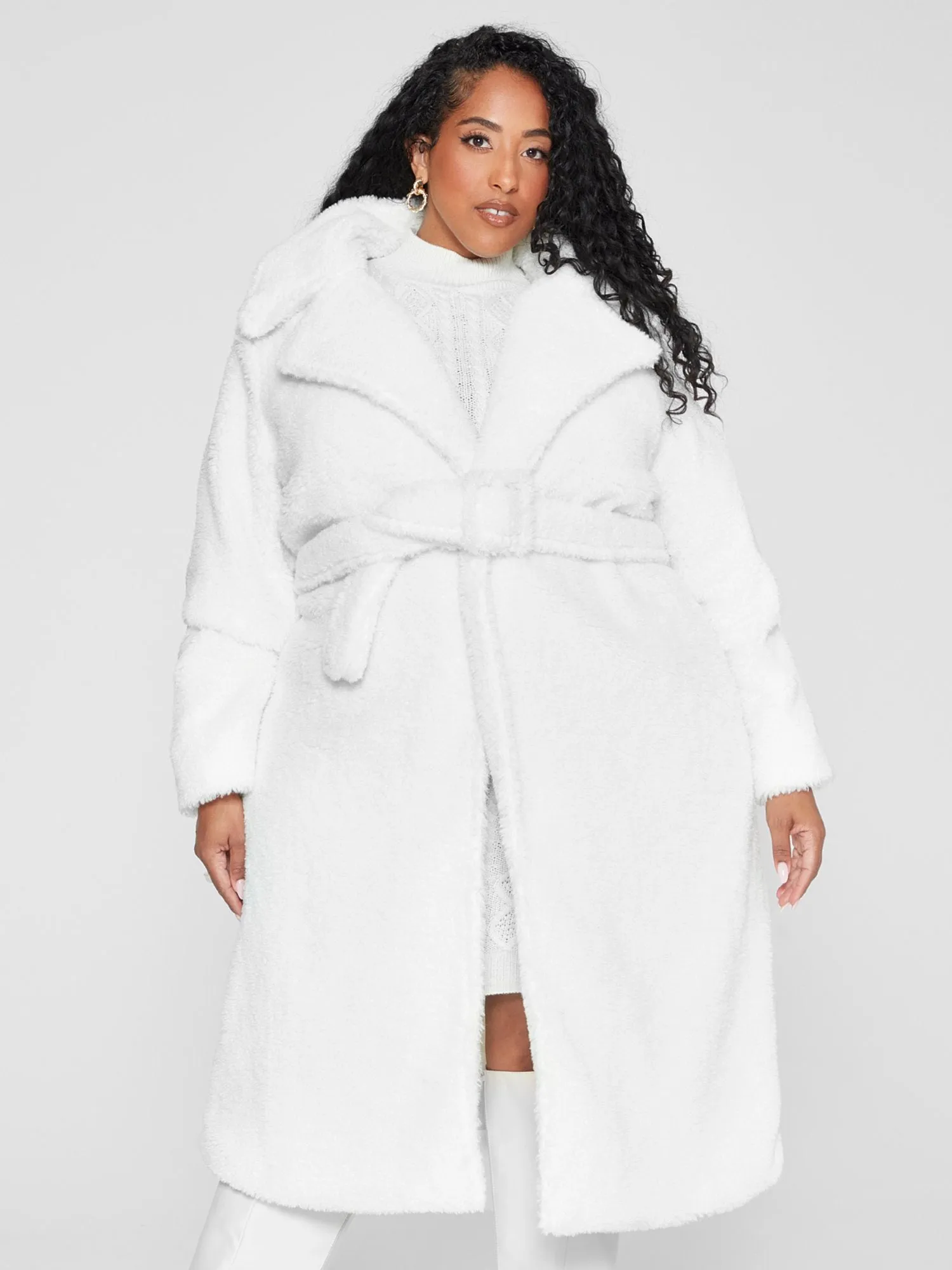 Tahirah Faux Fur Belted Coat