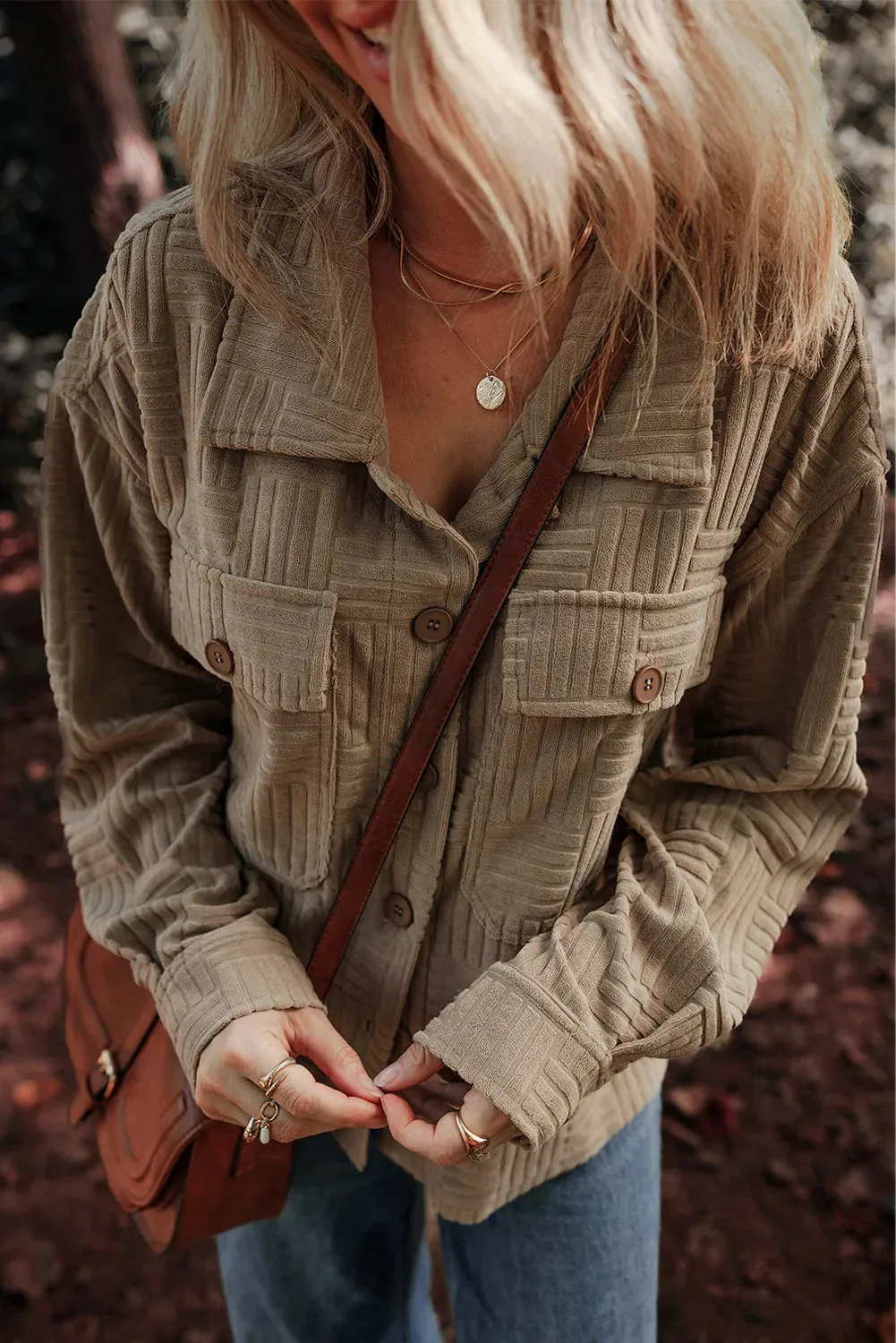 Textured Button Up Shacket