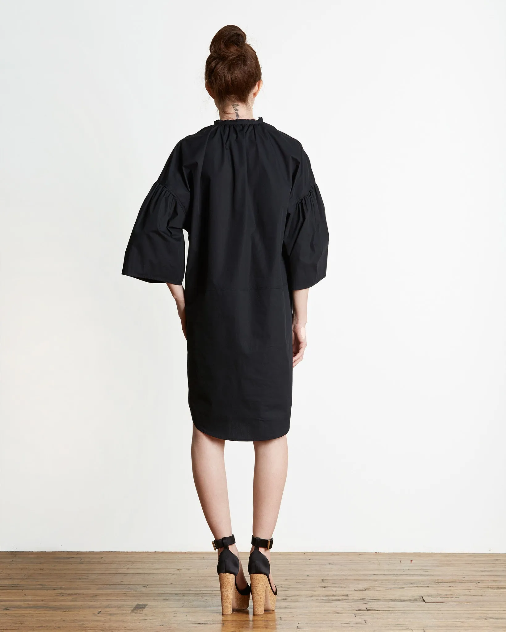 TOME Cotton Ruffled Peasant Tunic in black - FINAL SALE