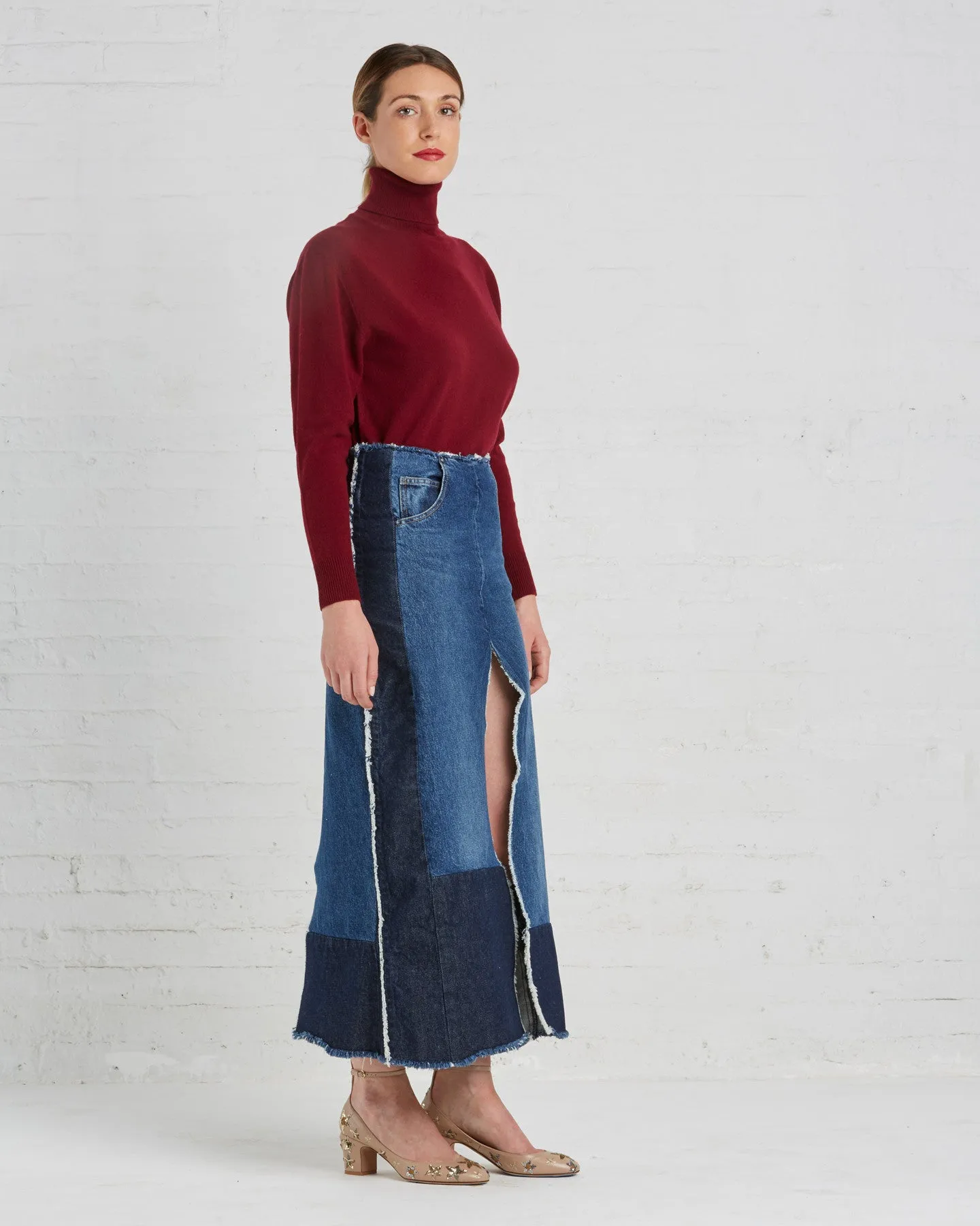 TOME Recycled Denim Front Slit Pencil Skirt - FINAL SALE