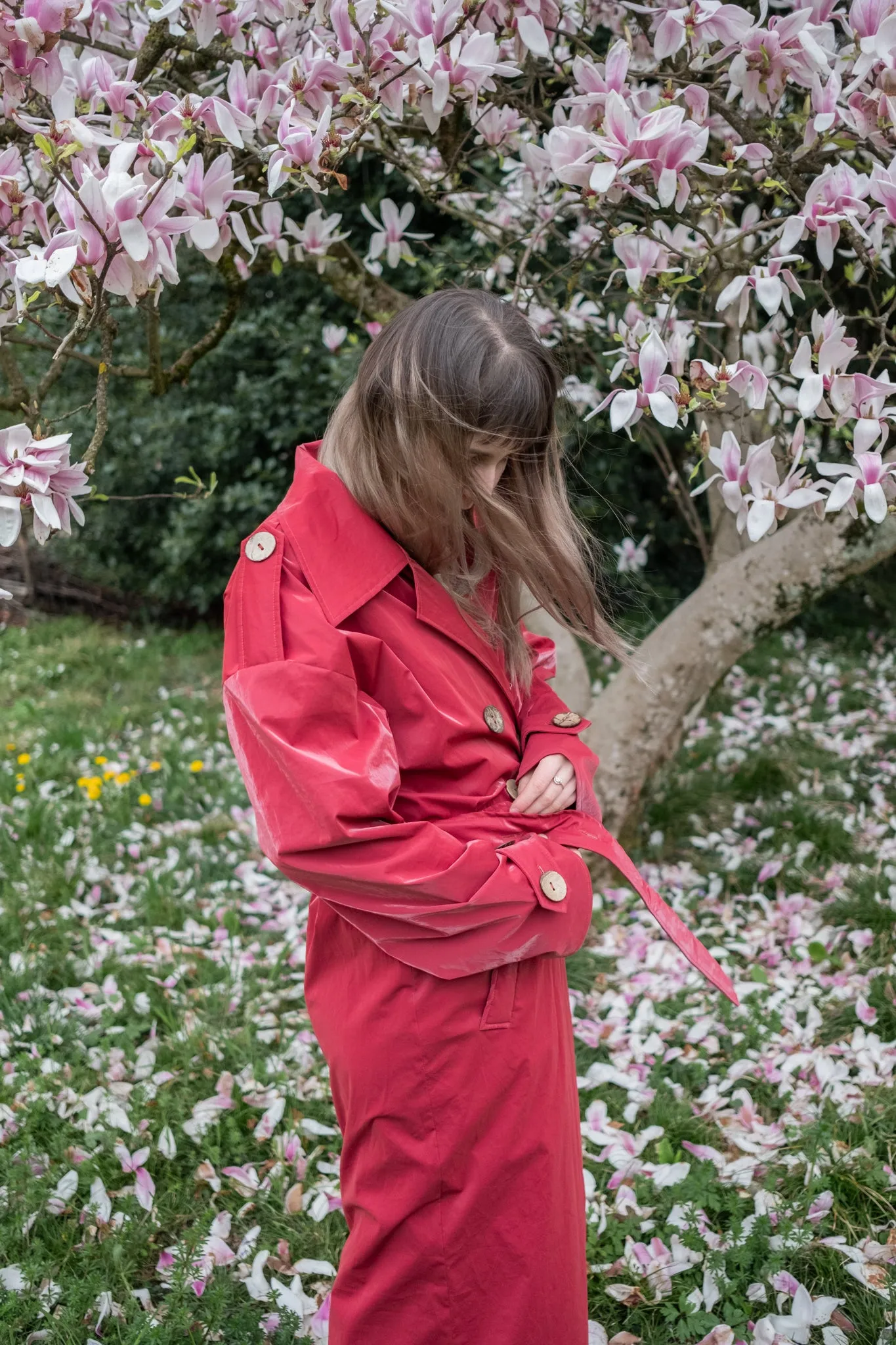 Trench Coat - Burgundy Red