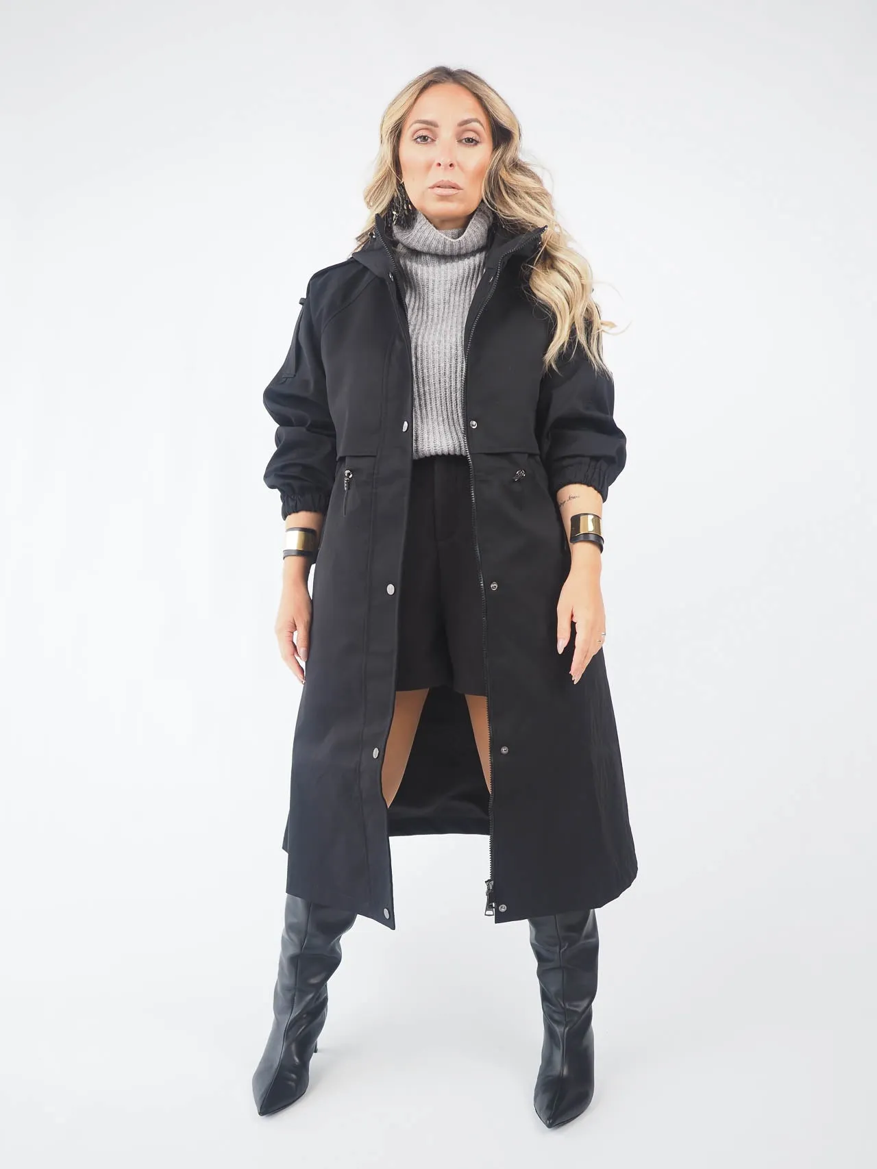 Trench Coat Oversized Com Capuz