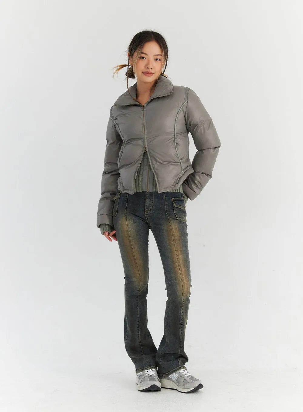 Two-Way Zip-Up Puffer Jacket CN313