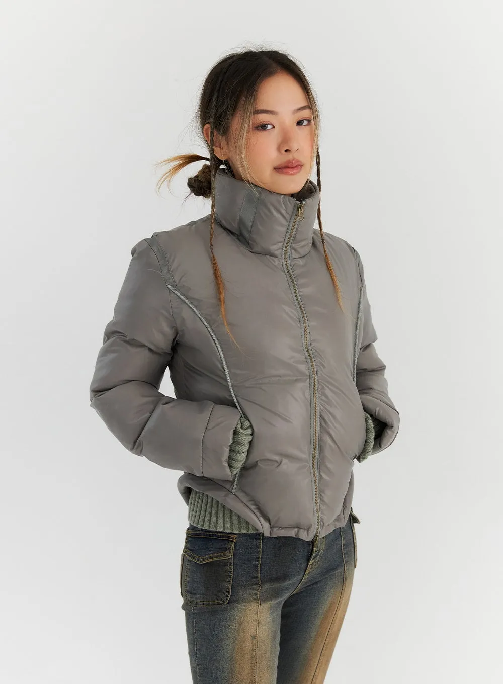 Two-Way Zip-Up Puffer Jacket CN313