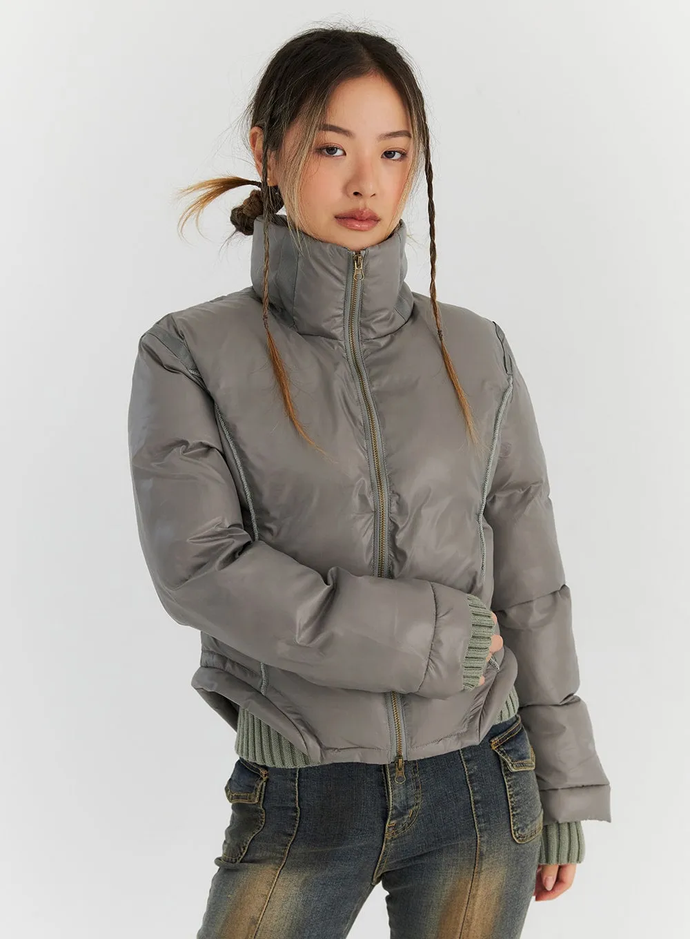 Two-Way Zip-Up Puffer Jacket CN313