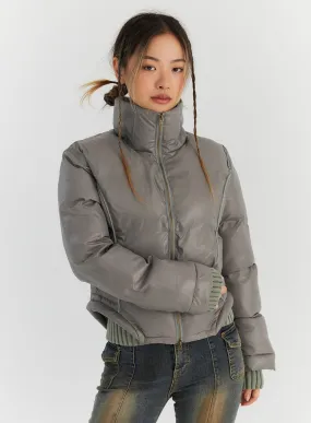 Two-Way Zip-Up Puffer Jacket CN313