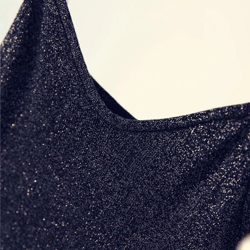 VenusFox Glitter Sexy V-Neck Knitted Tank Tops