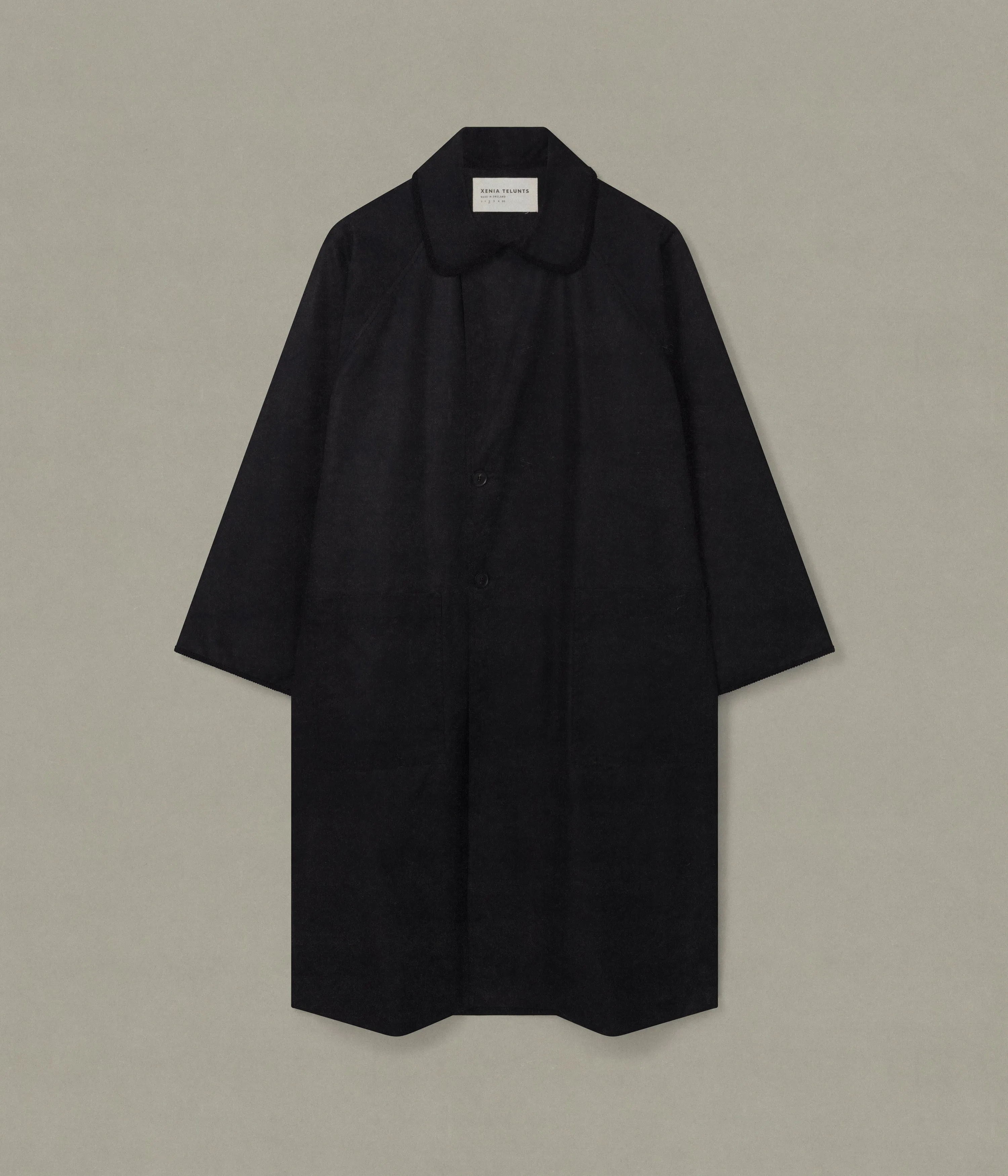 Waxed Trench Long, Black