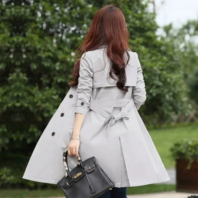 Women Trench Coat Adjustable Waist