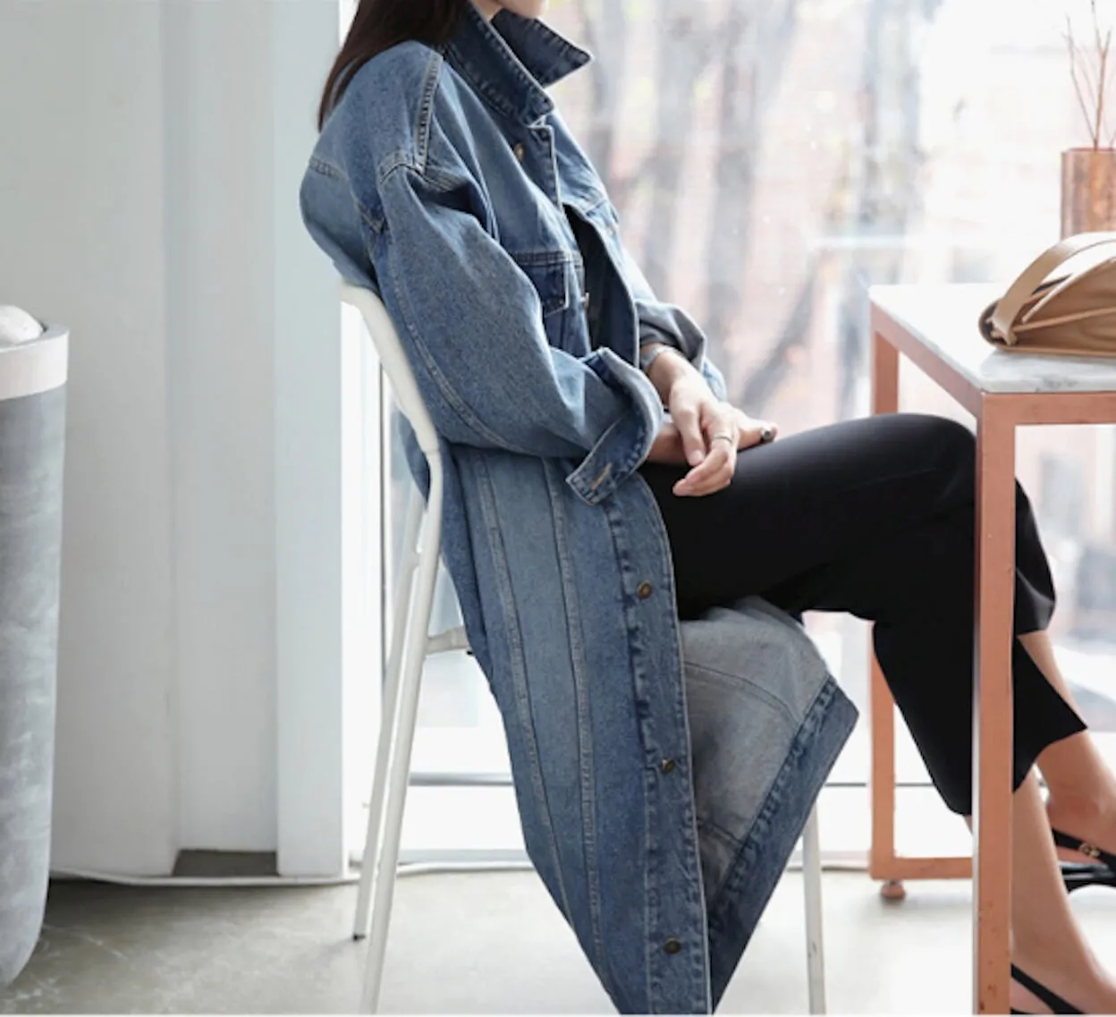 Womens Denim Trench Coat