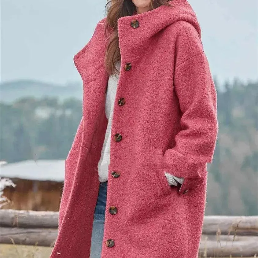 Women's Temperament Thickened Tweed Medium-length Trench Coat women's trench coat