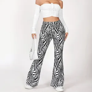 Zebra Stripe Flare Leg Pants