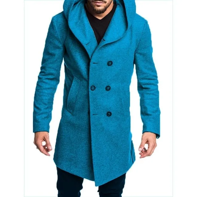 ZOGAA 2019 Fashion Mens Trench Coat Jacket Spring Autumn Mens Overcoats Casual Solid Color Woolen Trench Coat for Men Clothing